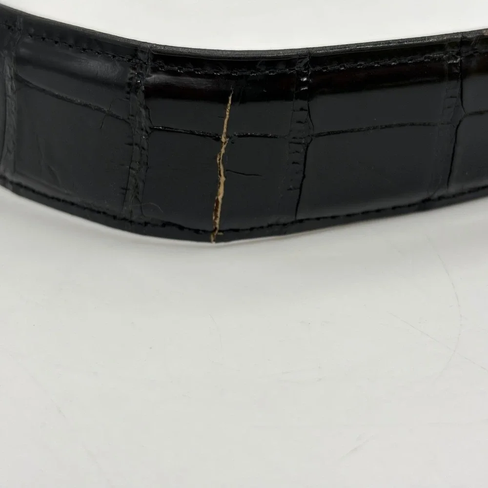 Vtg 1998 Douglas Manus Heartline Mens 36 Alligator Belt 4pc Sterling Silver USA